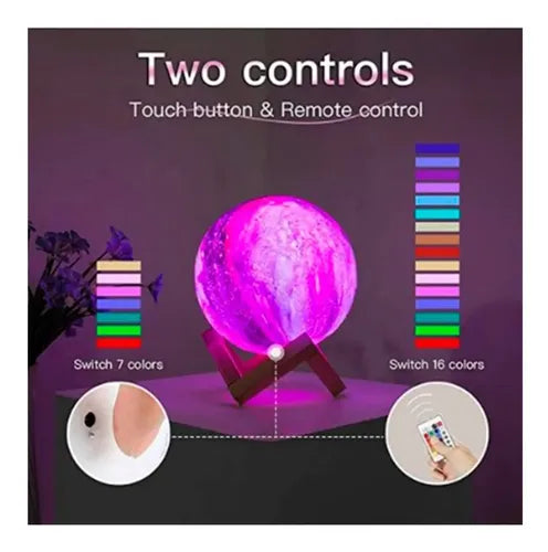 Lámpara Galaxia 3d 18cm Touch Recargable / Exc Centros Mesas Madera Galaxia