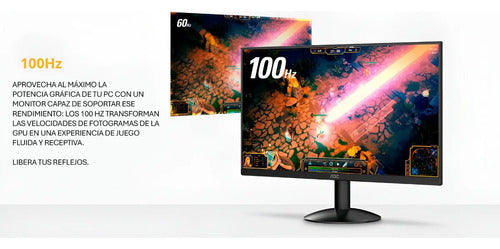 Monitor Aoc 24in Fhd Ips 100hz 1ms Vesa Hdmi Adaptivesync Negro