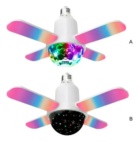 Ampolleta E27 Parlante 4 Aspas Bluetooth Luces Rgb + Control Rgb