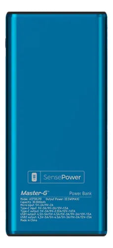 Cargador Portatil Bateria Power Bank Master-g 30000mah 22.5w Azul