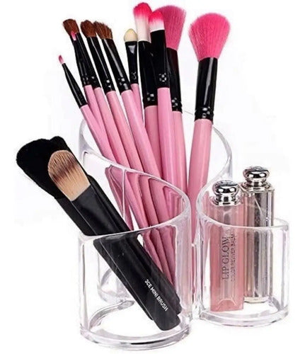 Organizador Acrilico Para Brochas D Maquillaje 2207 Muy Util Transparente