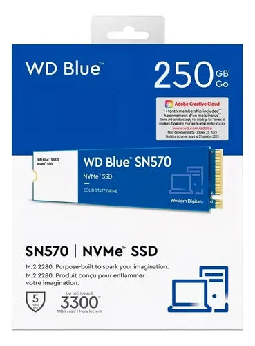Disco Solido Ssd Interno Wdblue Sn570 250gb M.2 2280 Pcie3.0 Azul