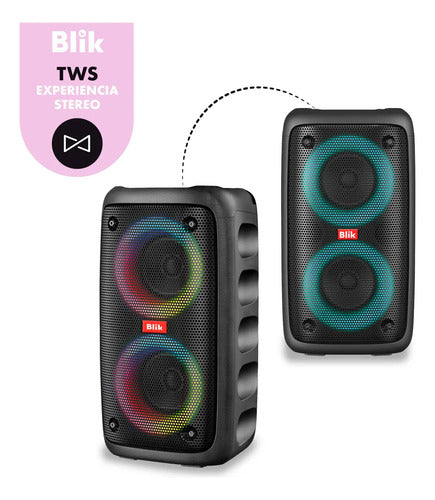 Parlante Karaoke Blik Voice3 Bt 5.3 Radio Tf/sd Tws Rgb 7h Negro