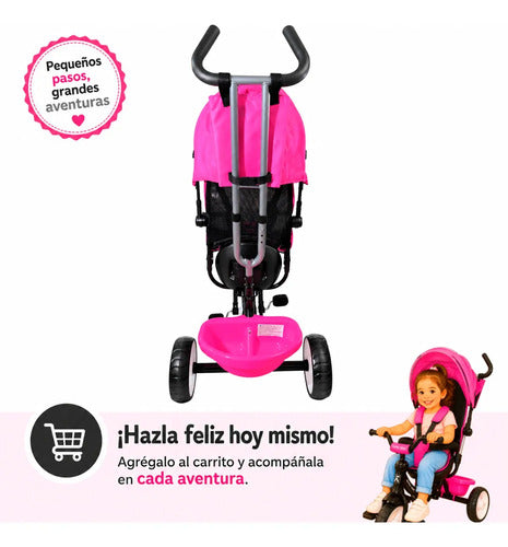 Triciclo Paseo Multifuncional Con Asiento 360º Amortiguador Rosado