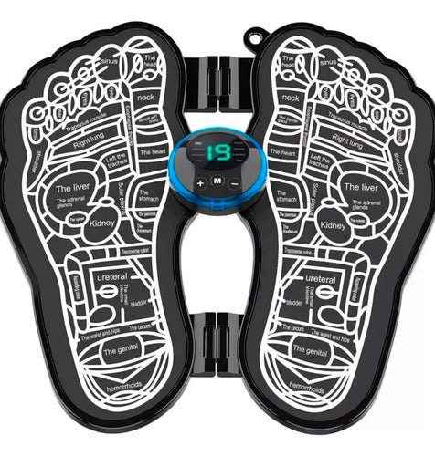 Masajeador Ems Electro Estimulador Impulsos Eléctricos Pies Negro Con Detalle Azul (control)