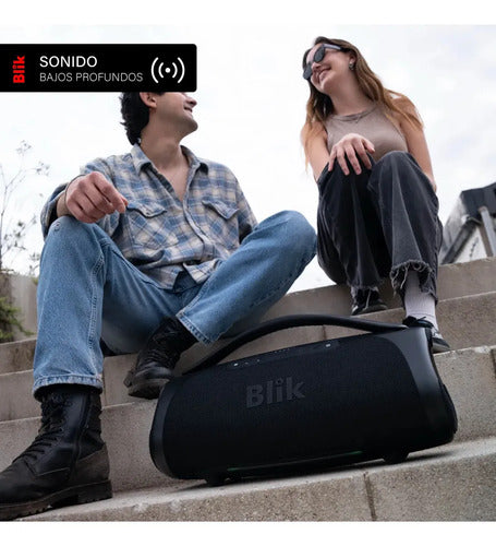 Parlante Bluetooth Portátil Blik Bass400 160w Ipx7 Color Negro
