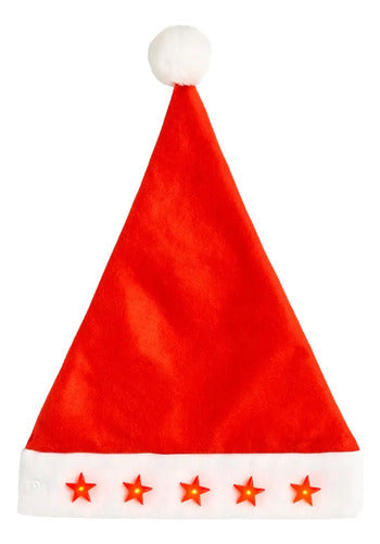 Gorro Estrellita Led Viejito Pascuero Santa Fiesta Navideñas Rojo