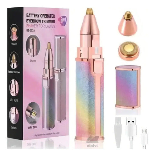 Depiladora Facial Led 2 En 1 Wcan Portátil Recargable Usb Con Luz Rosa Claro