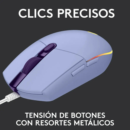 Mouse Gamer Logitech G203 New Rgb Lghtsync Lila Color Violeta