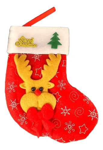 Mini Botas Calcetin Dulcero Adornos Deco Fiestas Navideñas Rojo Surtido