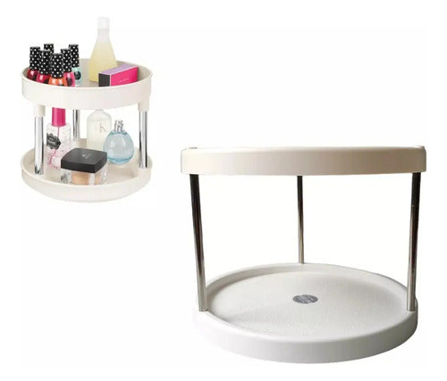 Estante Especiero Giratorio De 2 Niveles Cocina Blanco
