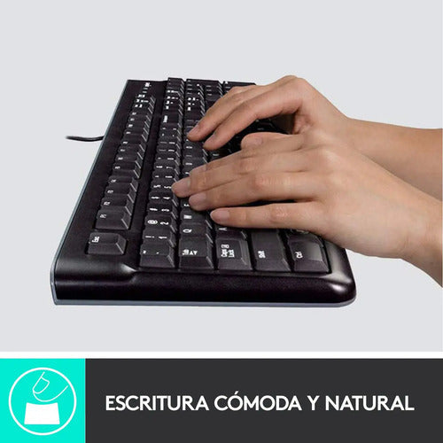 Kit De Teclado Y Mouse Logitech Mk120 Español Latinoamericano De Color Negro