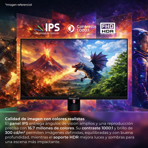 Monitor Gamer 24 Full Hd Panel Ips Pivote 90 180hz 1ms Master-g Mgmg2440 Color Negro