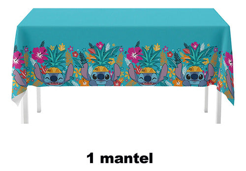 Mantel Decorativo Cumpleaños Stitch Fiestas Niños 110x180cm Agua Stitch
