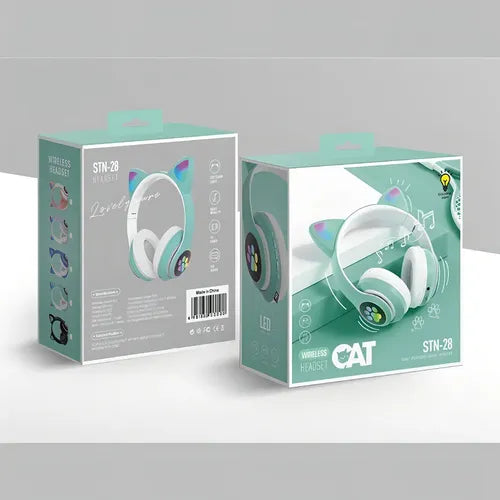 Auriculares Gamer Inalámbricos Cat Gaming Lef-1058 Verde Con Luz Led
