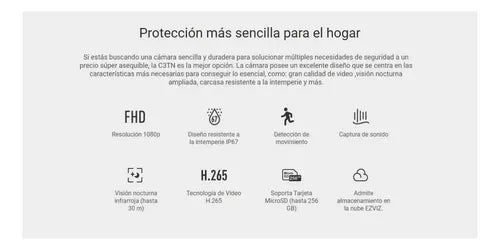 Camara Wifi Ip C3tn Ezviz Fullhd Exterior Ip67 Microsd-nube Blanco