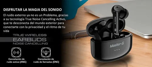 Audifonos Inalambricos Master-g Buds20 Tws Bluetooth V5.3 Negro