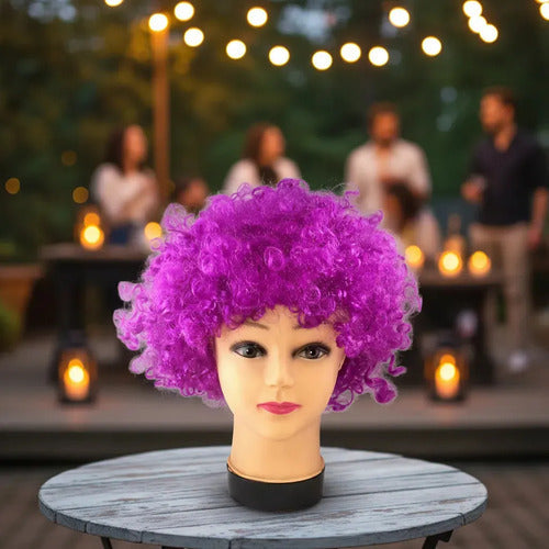 Peluca De Payaso Afro Morado Para Fiesta