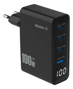 Cargador Master-g Carga Rapida 100w Multipuerto +cable Usb-c Negro