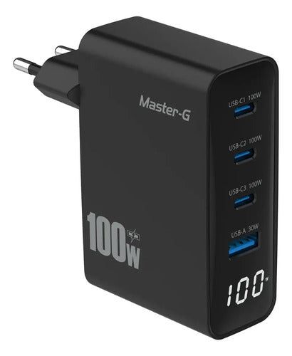Cargador Master-g Carga Rapida 100w Multipuerto +cable Usb-c Negro