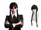 Peluca Merlina Disfraz Wednesday Merlina Locos Addams  Negro