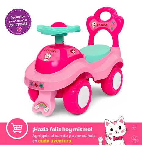 Correpasillo Andador Auto Maleta Bocina Respaldo 18-36 Meses Rosa