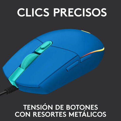 Mouse Gamer Logitech G203 Lightsync Con Rgb Y 6 Botones Azul