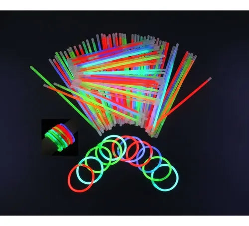 100 Pulseras Fluor Fiestas Neon Tik Tok Decoracion Brillante Varios