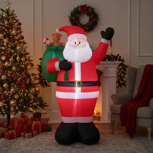 Muñeco Papa Noel Inflable Led Santa Decoración Navidad 180cm Rojo