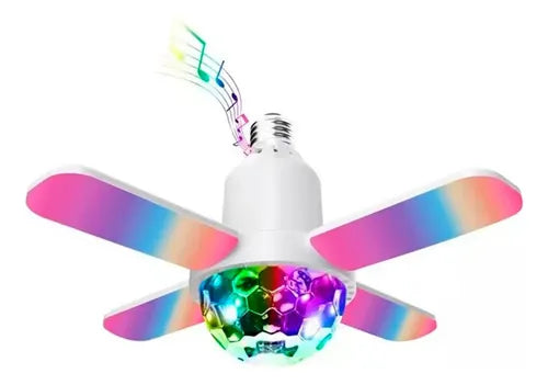 Ampolleta E27 Parlante 4 Aspas Bluetooth Luces Rgb + Control Rgb