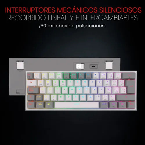 Teclado Mecánico Redragon Fizz Pro K616 Rgb Wireless Dual Color Del Teclado Negro Idioma Español Latinoamérica Español Latinoamericano