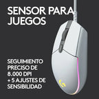 Logitech G203 Lightsync Mouse Gaming Rgb, 6 Botones, Blanco