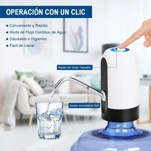 Dispensador Eléctrico De Agua Para Bidón Universal Practico Blanco