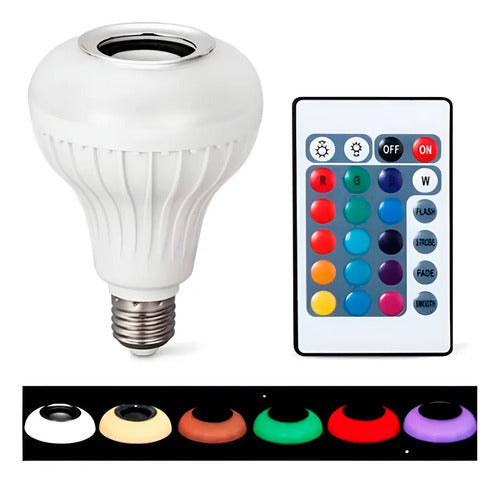 Ampolleta 12w Bluetooth Musical Y Multicolor Con Control Rgb