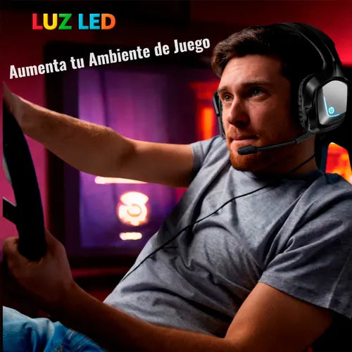 Audifonos Alambricos Hp H220 Gaming Jack 3.5mm Microfono Led Negro