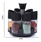 Set 6 Especieros Condimento Giratorio 360 Salidas Multiples Negro