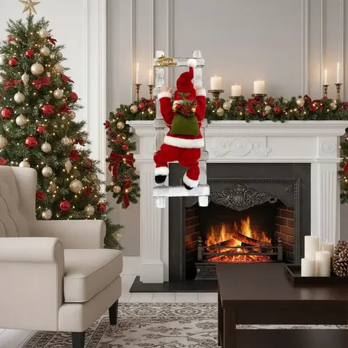 Muñeco Santa Escalador Animatronic Decoracion Navidad 70 Cm Rojo