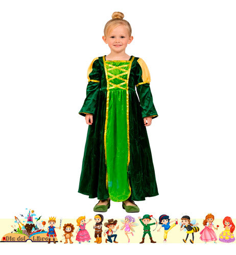 Disfraz Vestido Fiona Cuentos Infantiles Dia Del Libro Niñas Verde
