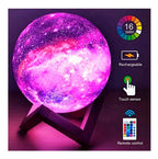 Lámpara Galaxia 3d 18cm Touch Recargable / Exc Centros Mesas Madera Galaxia