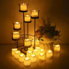 Pack 24 Velas Té Led Pilas Efecto Fijo Llama Boda Decoracion Amarillo Velas