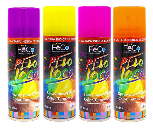 Pack 3 Spray Pintura Para Cabello Temporal Varios Colores Surtido