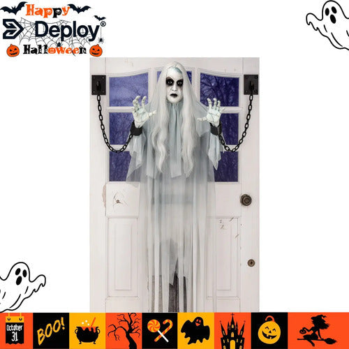 Puerta Fantasma Animatronic Decorativo Adorno Halloween Blanco Fantasma