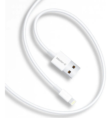 Cable Lightning A Usb-a Master-g Carga Rapida Power 2.1a 1m Blanco