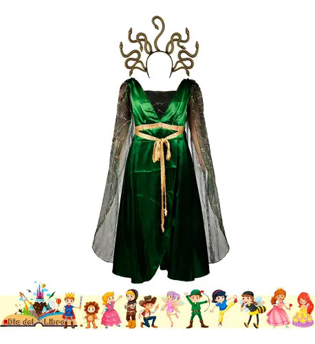 Disfraz Medusa Cuentos Infantiles Dia Del Libro Halloween Verde
