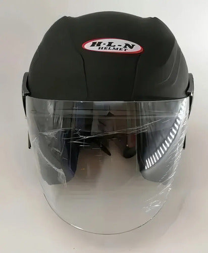 Casco Abierto Para Moto Hln Clásico Urbano, Negro Mate Con Certificación Dot Standar
