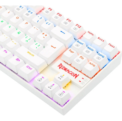 Teclado Gamer Redragon Kumara K552w Red Rainbow Tkl Ag Nkro Blanco Español Latinoamérica