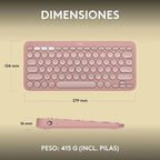 Teclado Bluetooth Logitech Pebble Keys 2 K380s Qwerty Teclado Rosado Idioma Español