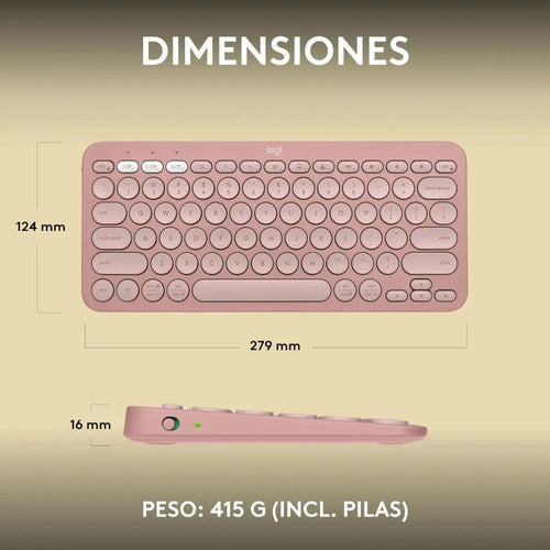 Teclado Bluetooth Logitech Pebble Keys 2 K380s Qwerty Teclado Rosado Idioma Español