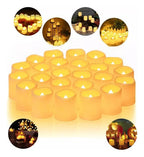 Pack 24 Velas Té Led Pilas Efecto Fijo Llama Boda Decoracion Amarillo Velas