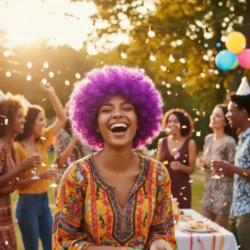 Peluca De Payaso Afro Morado Para Fiesta